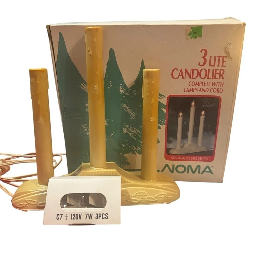 Vintage NOMA 3 Light Candolier Window Electric Plastic Drip Candle  USA W/bulbs